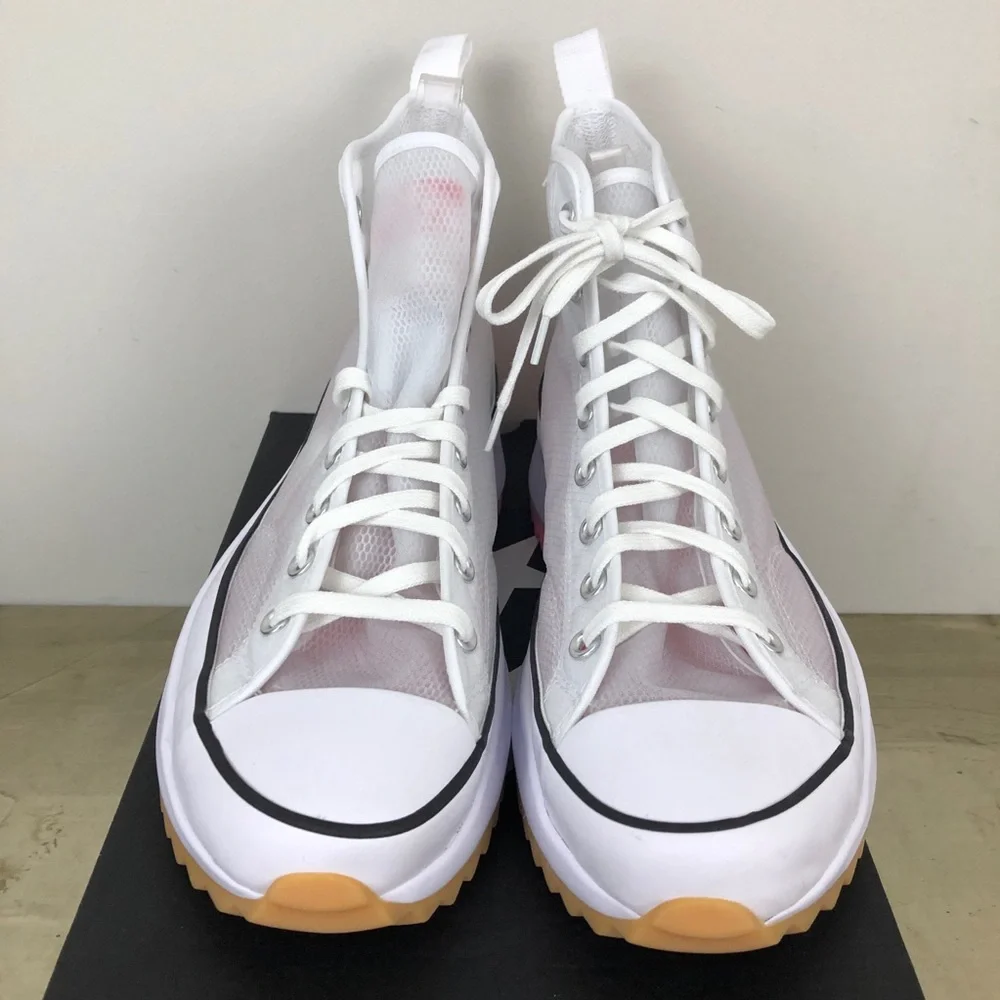 Converse Men’s Run Star Hike Hi Concrete Heat White Sneakers - Picture 6 of 9